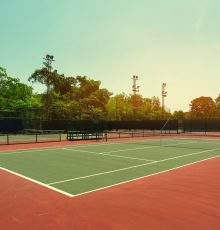 tennis court sunset